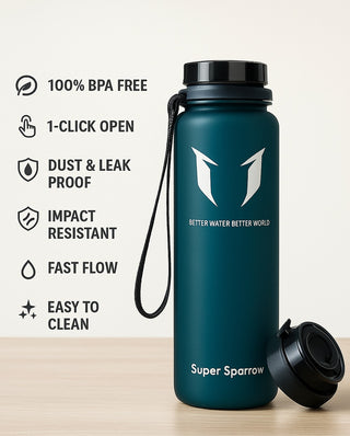 Super Sparrow BPA-freie Tritan Sport Trinkflasche 1000ml